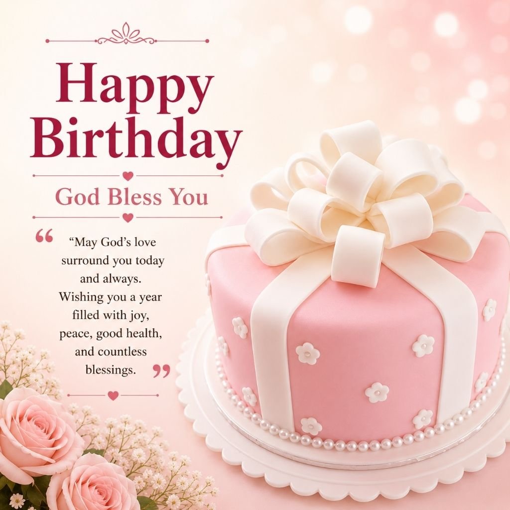 a pink gift box cake happy birthday dear friend