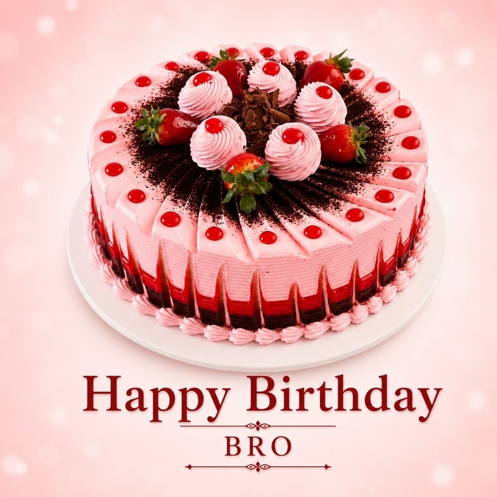 a pink strawberry cake birthday blessings images for brother