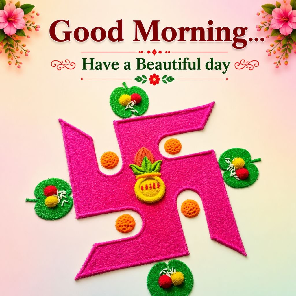 a pink swastik adorable good morning images