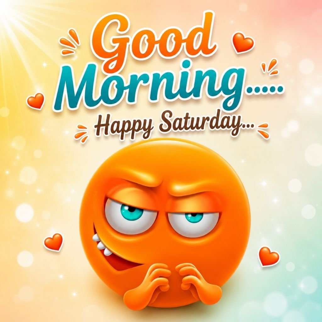 a playful orange emoji face saturday memes funny