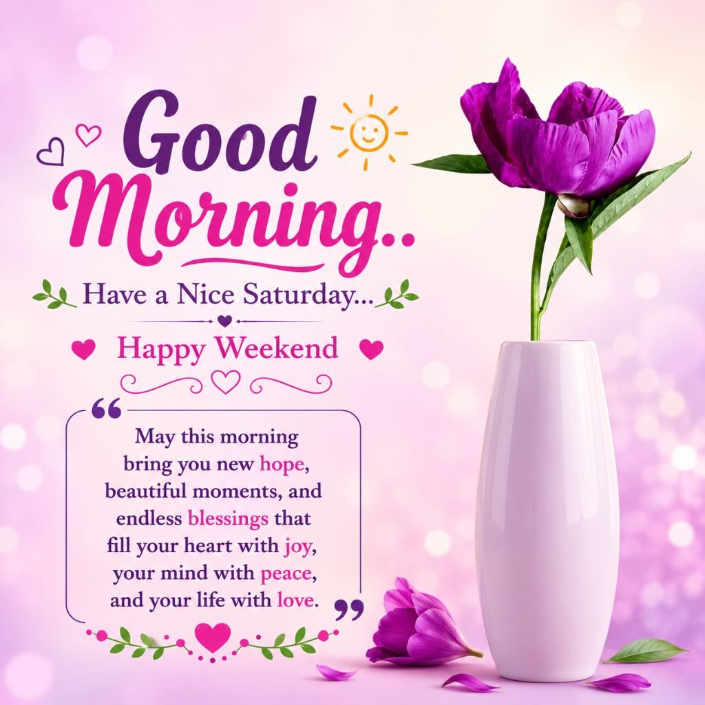 a purple flower in a white vase blessed saturday image