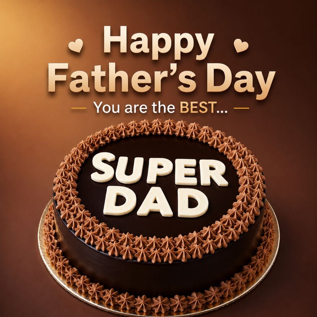 a rich brown Happy Father’s Day chocolate cake