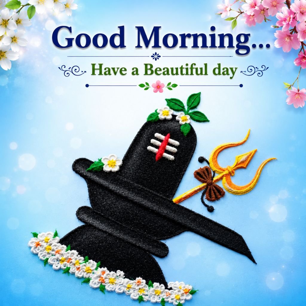 a sacred Shiva Lingam with Trishul good morning friends photo