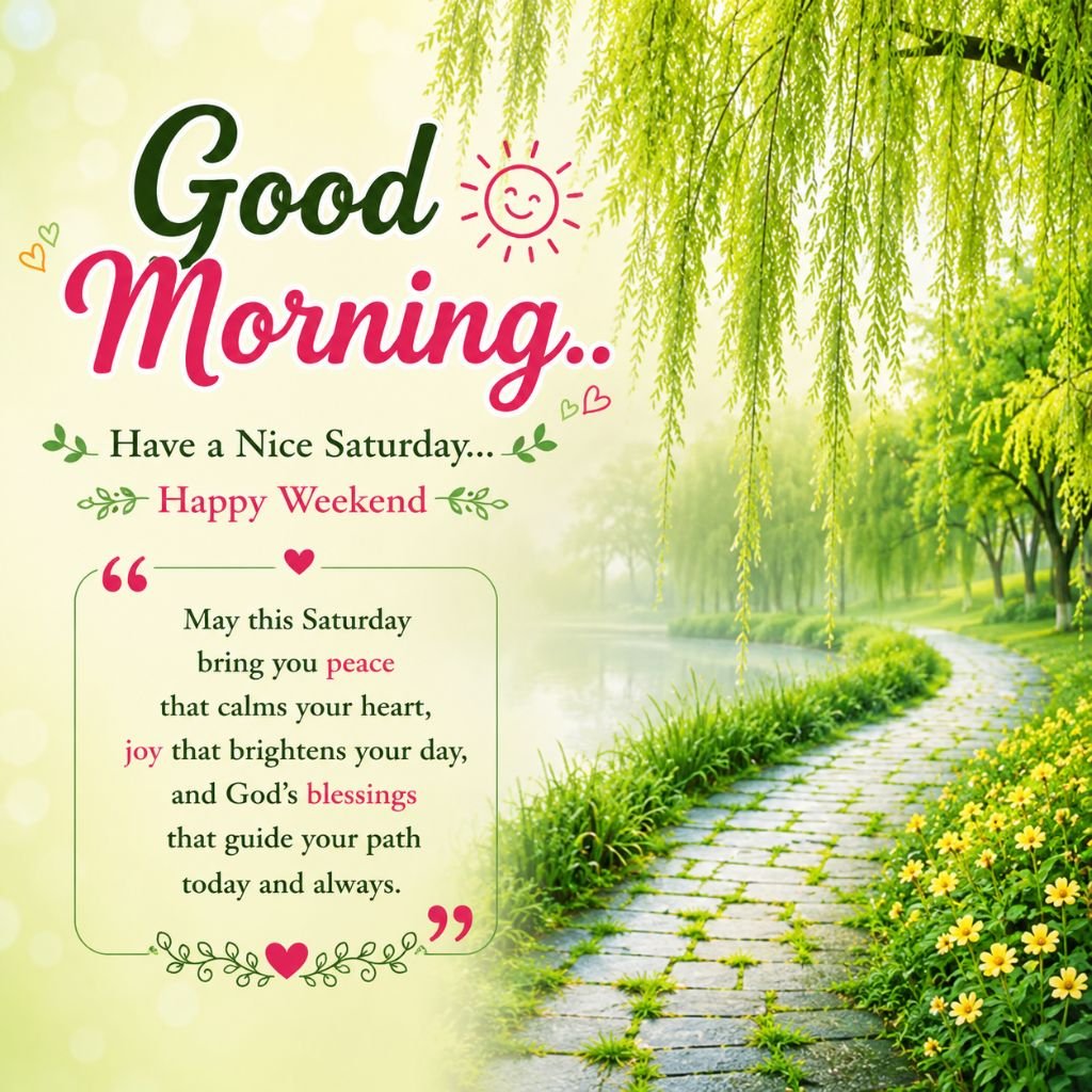 a scenic willow tree pathway saturday good morning blessings