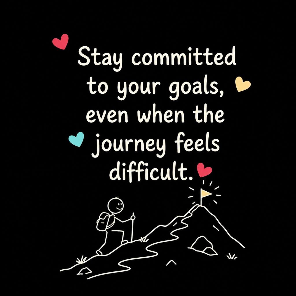 a stick figure climbing a mountain toward a flag with work quote