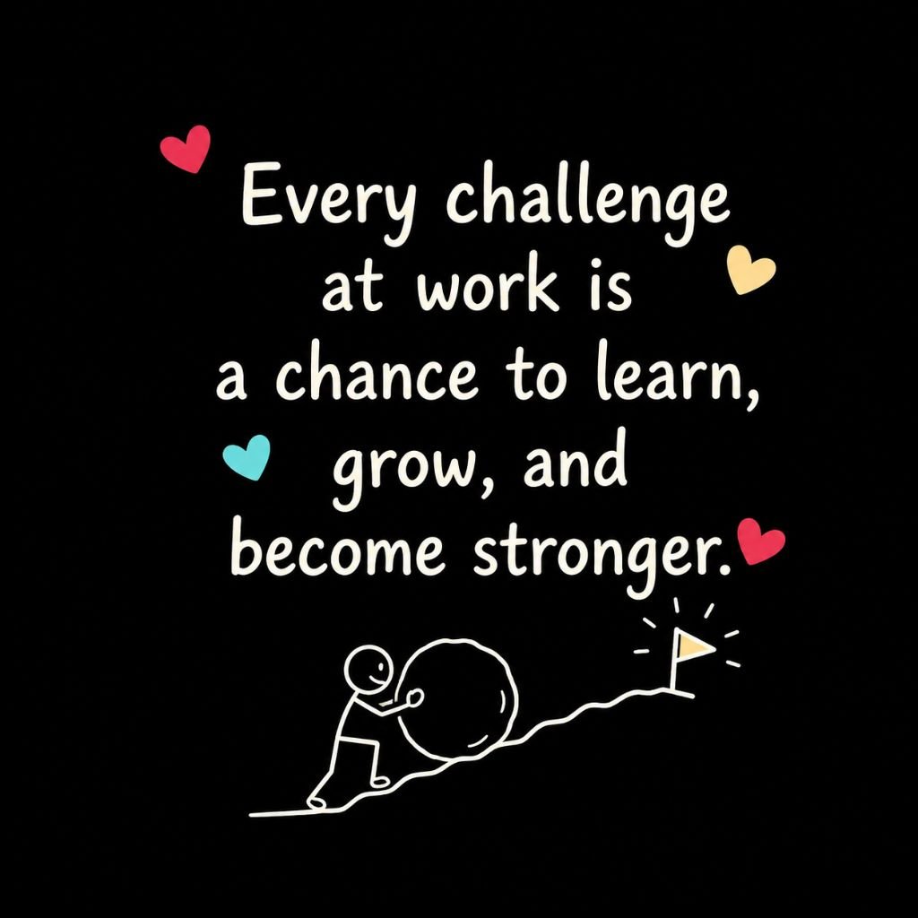 a stick figure pushing a boulder uphill quote of the day for work