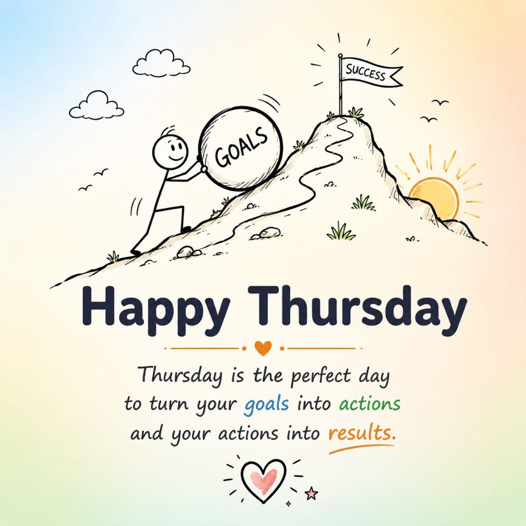 a stick figure pushing a goals boulder positive work quotes for thursday
