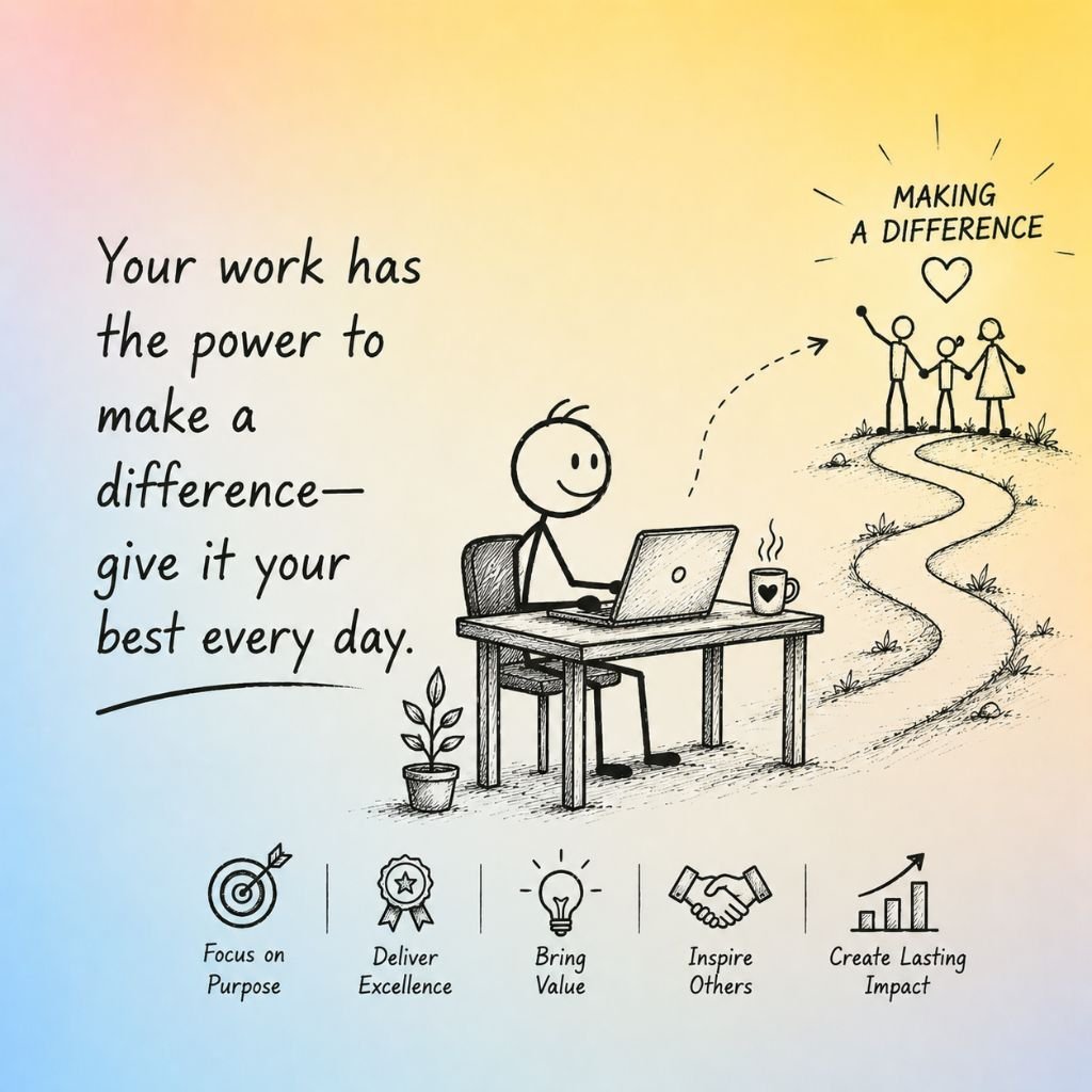 a stick figure working on a laptop motivational work quotes