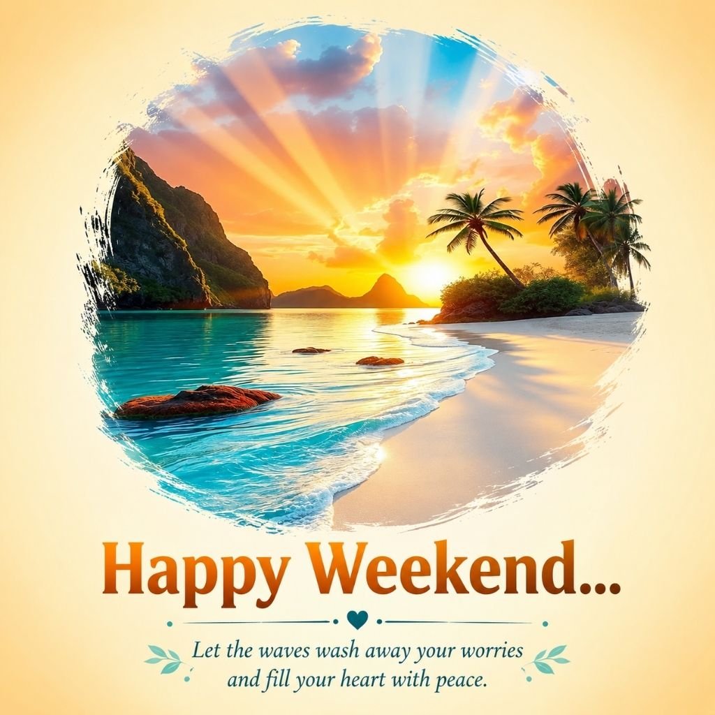 a tropical shoreline have a happy weekend image