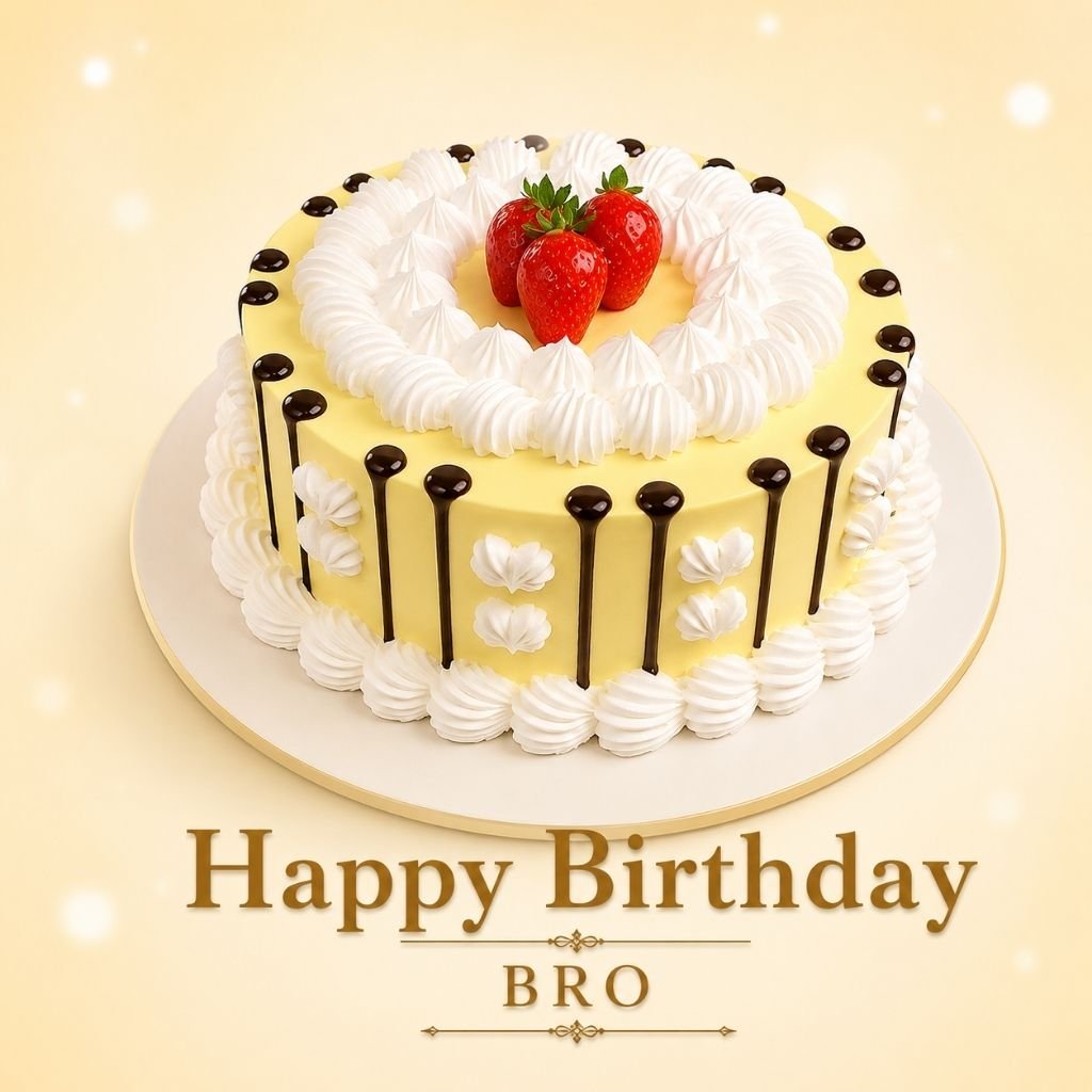 a vanilla strawberry cake happy birthday bro pics