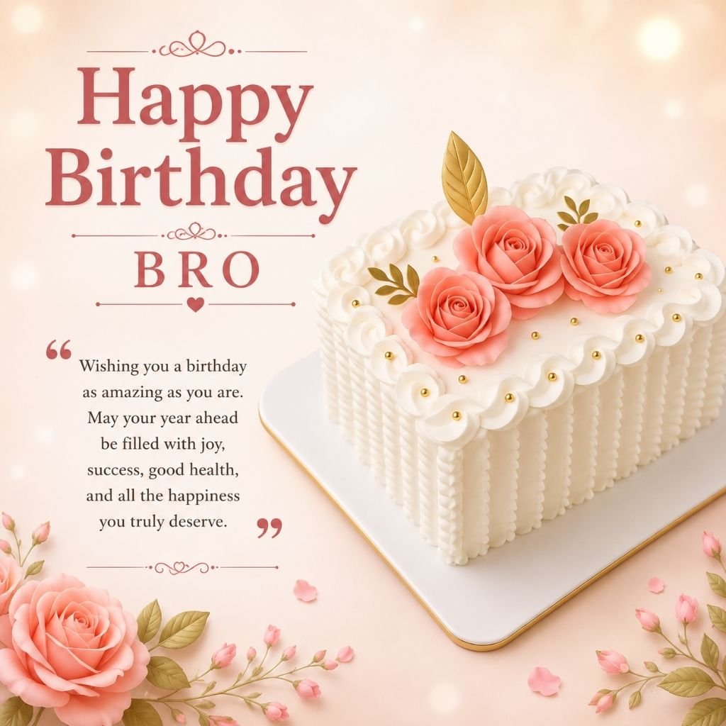 a white designer cake happy birthday message for brother images