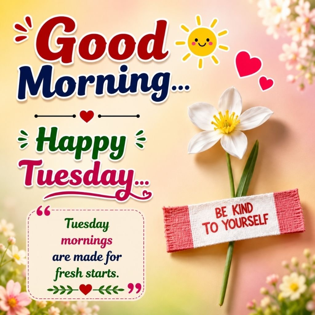 a white flower and good morning tuesday inspirational quotes