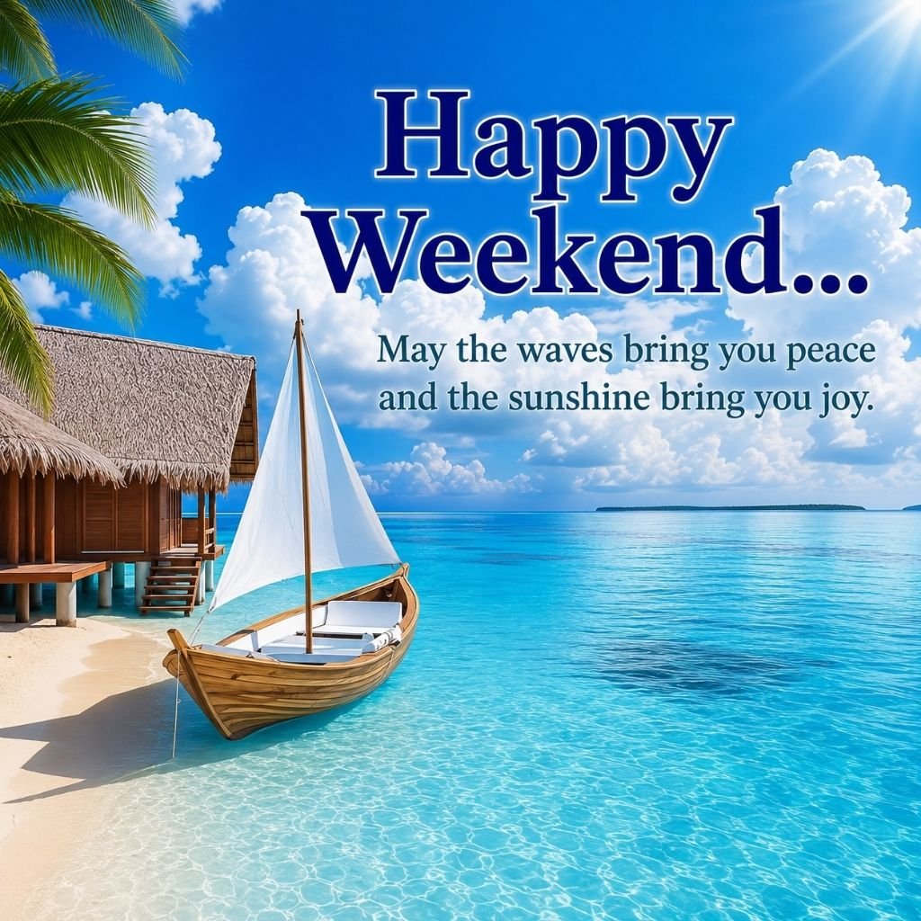 a wooden sailboat happy weekend picture