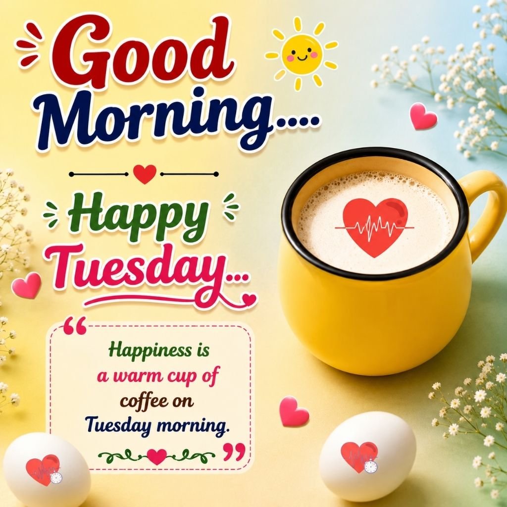  a yellow coffee cup with tuesday quotes