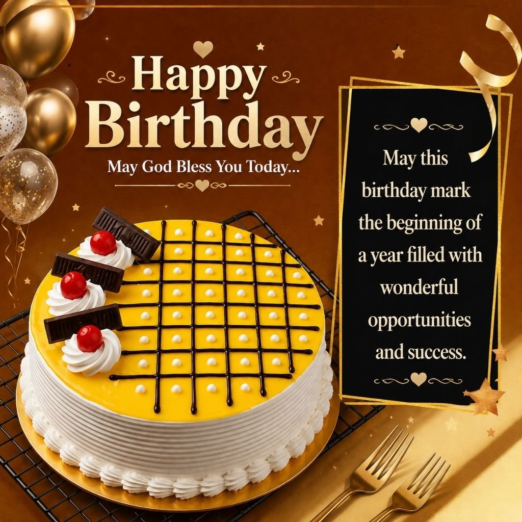 a yellow designer cake happy birthday blessings images free