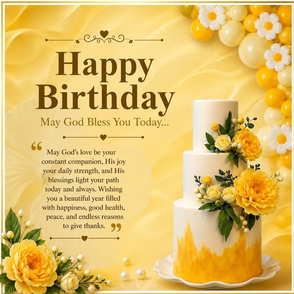 a yellow floral tiered cake best friend birthday card