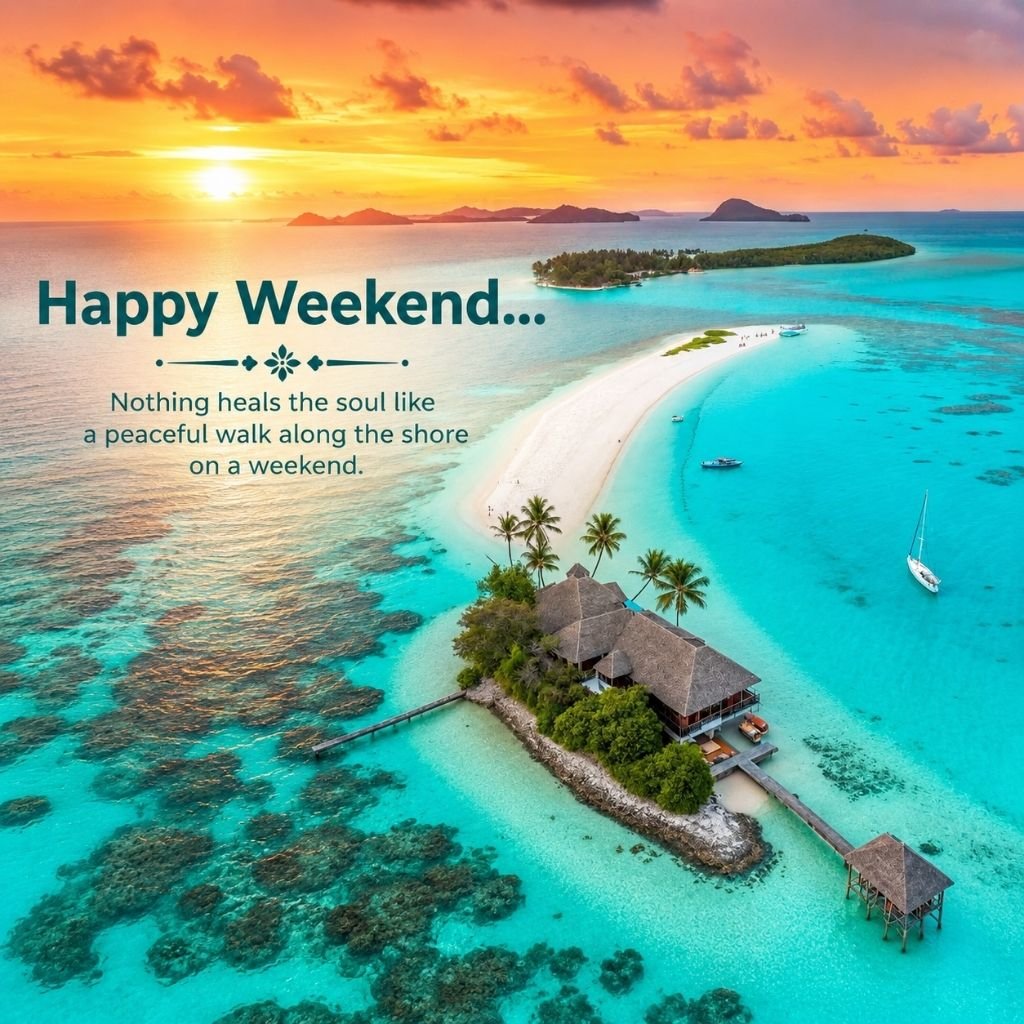 an aerial view of turquoise waters wish you a wonderful weekend