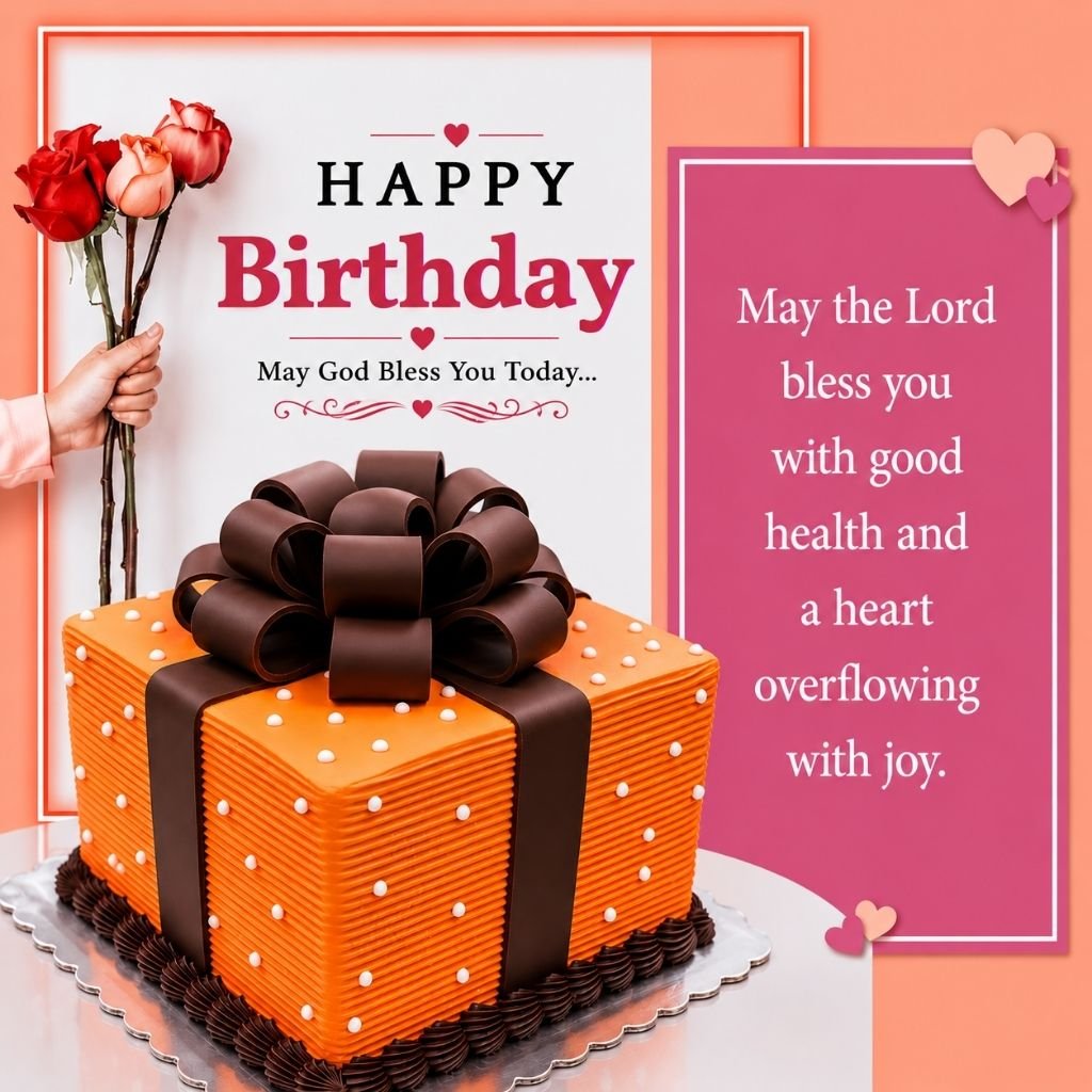 an orange gift box cake happy birthday message for best friend