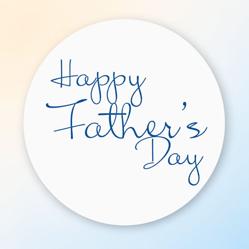 blue script Happy Father’s Day handwritten text