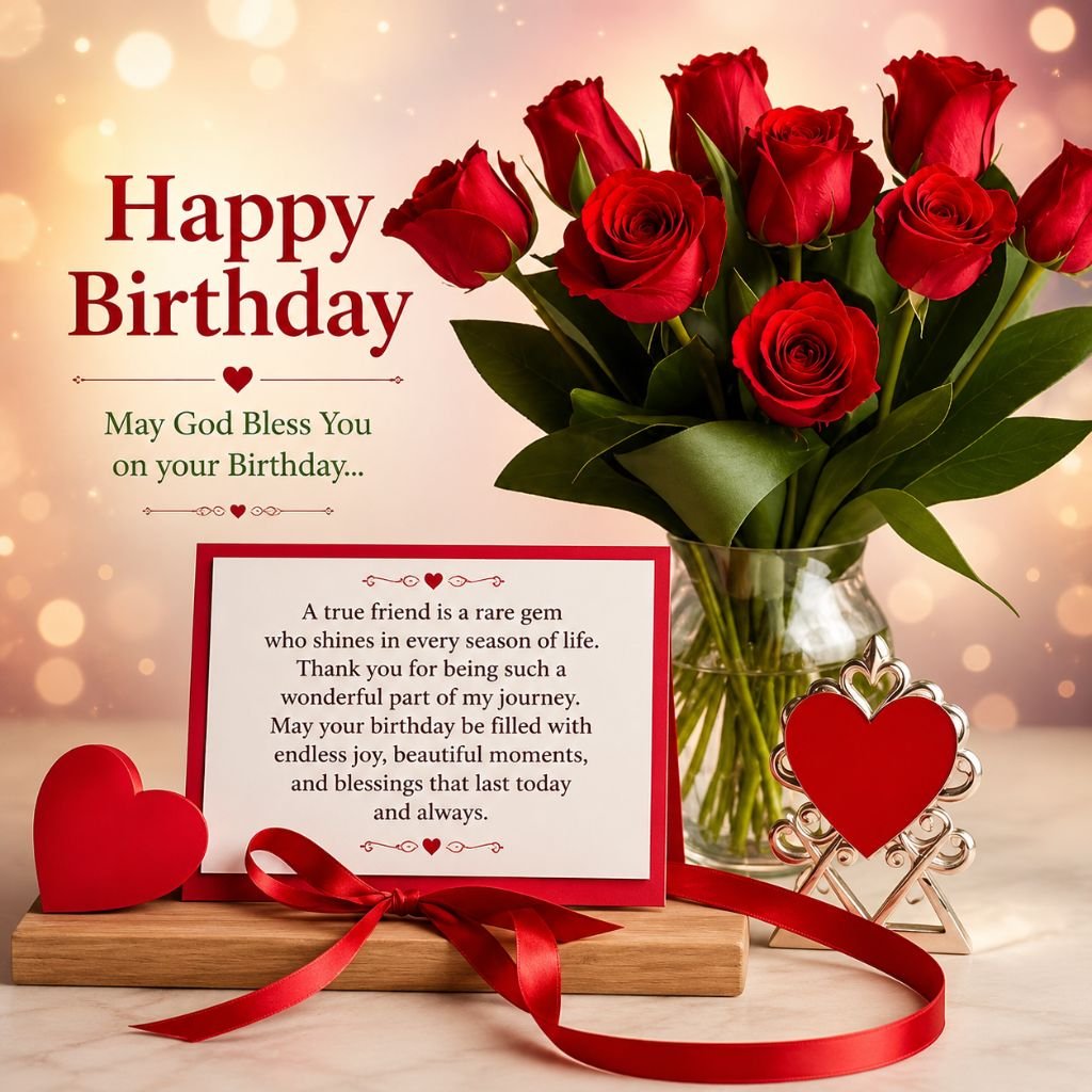 bouquet of red roses birthday card ideas for friends