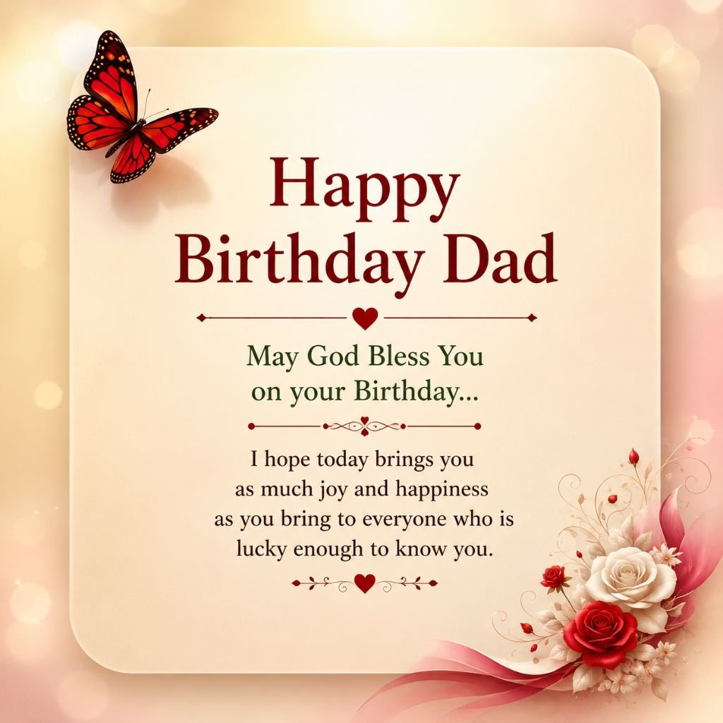 butterfly, red roses birthday to a father