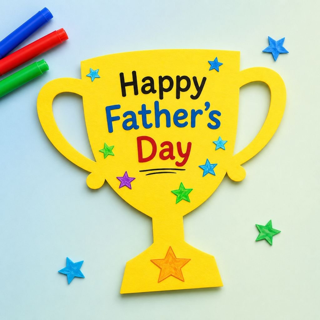 colorful stars and bright fathers day text greetings
