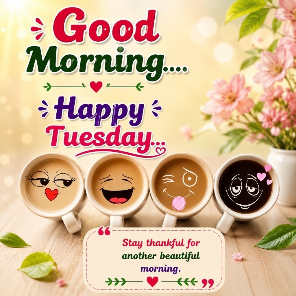 cute coffee cups featuring funny faces tuesday morning quotes