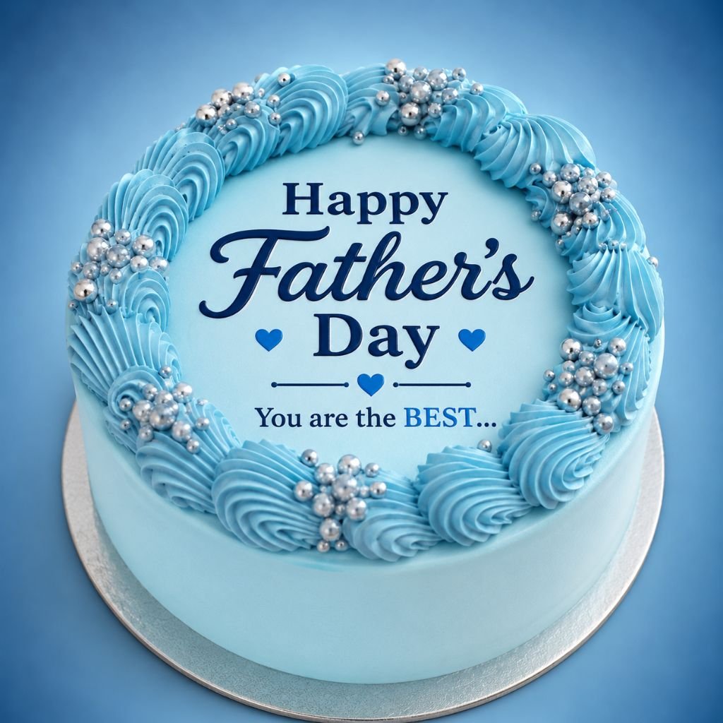 decorative buttercream swirls Happy Fathers Day cake