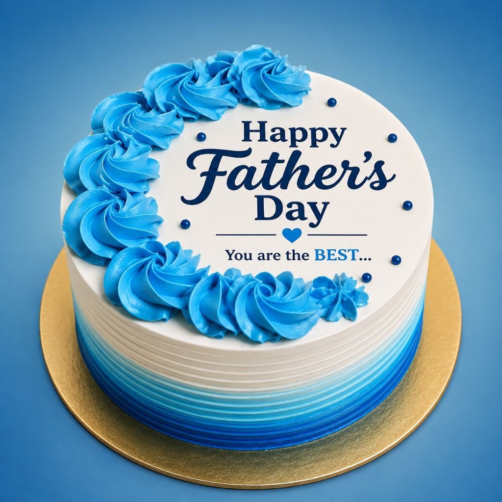 decorative buttercream swirls Happy Father’s Day cake