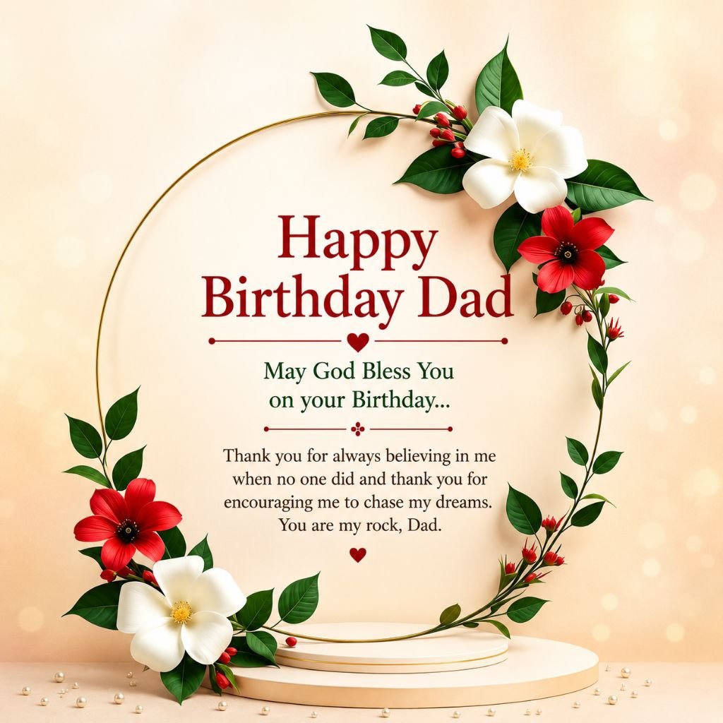 elegant floral wreath happy birthday dad