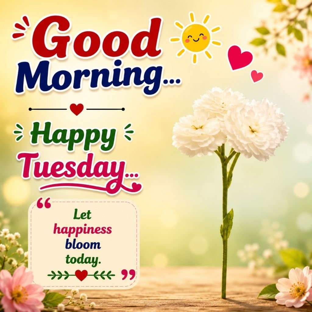 elegant white flowers and tuesday wishes