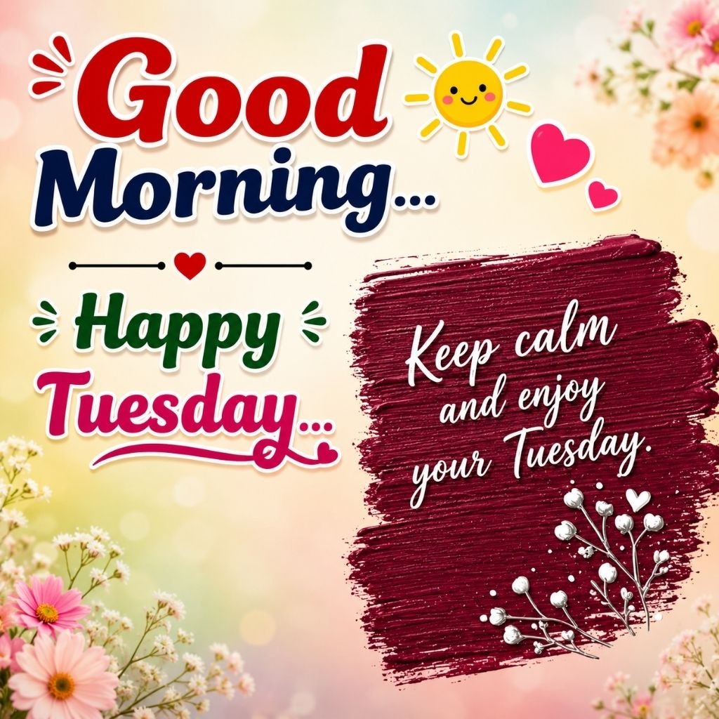 floral decorations and an inspiring quote of good morning tuesday blessings