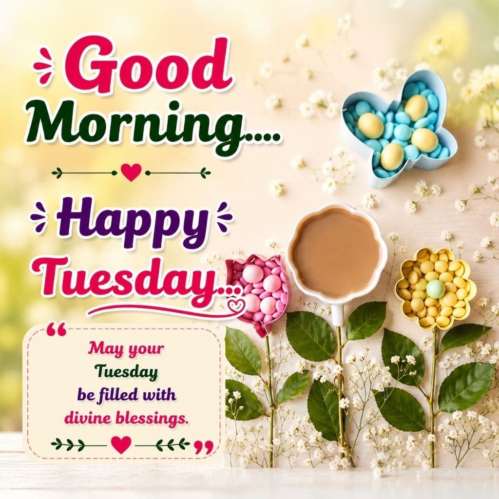 flower-shaped treats with tuesday morning motivational quotes