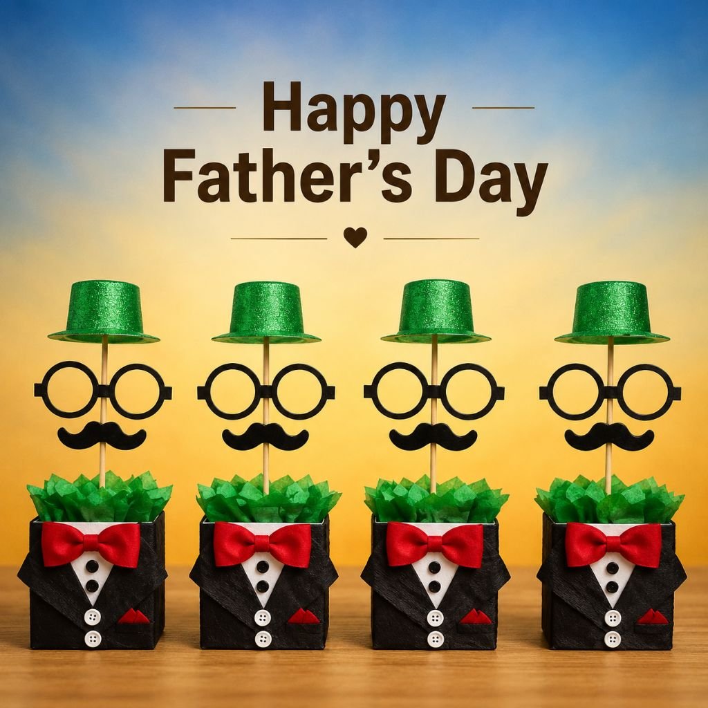 gift boxes decorated as dads happy fathers day photos