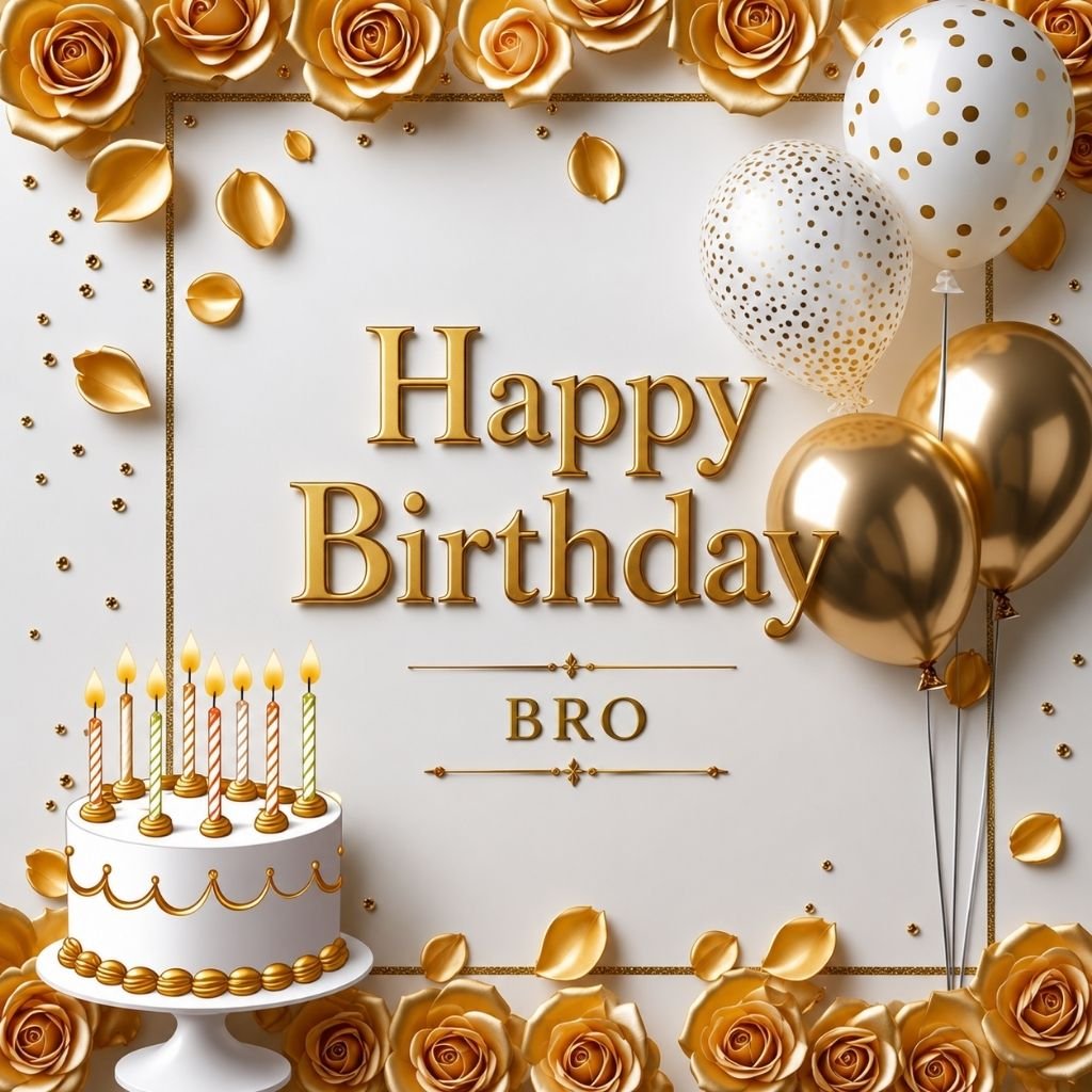 gold and white balloons happy birthday bro images