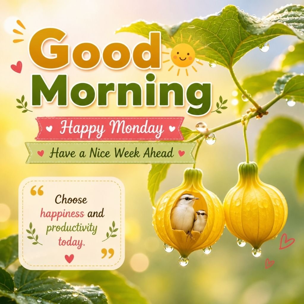 good morning happy monday image with positive productivity quote