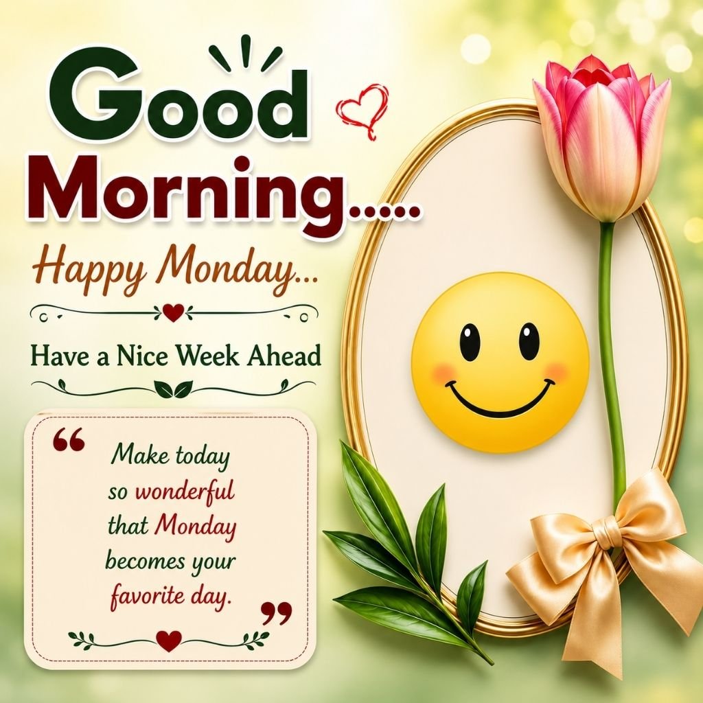 good morning happy monday image with smiley face