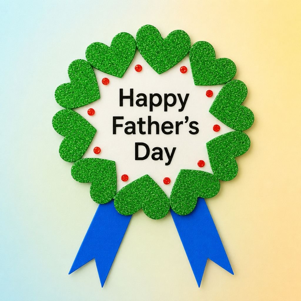 green glitter hearts fathers day greetings