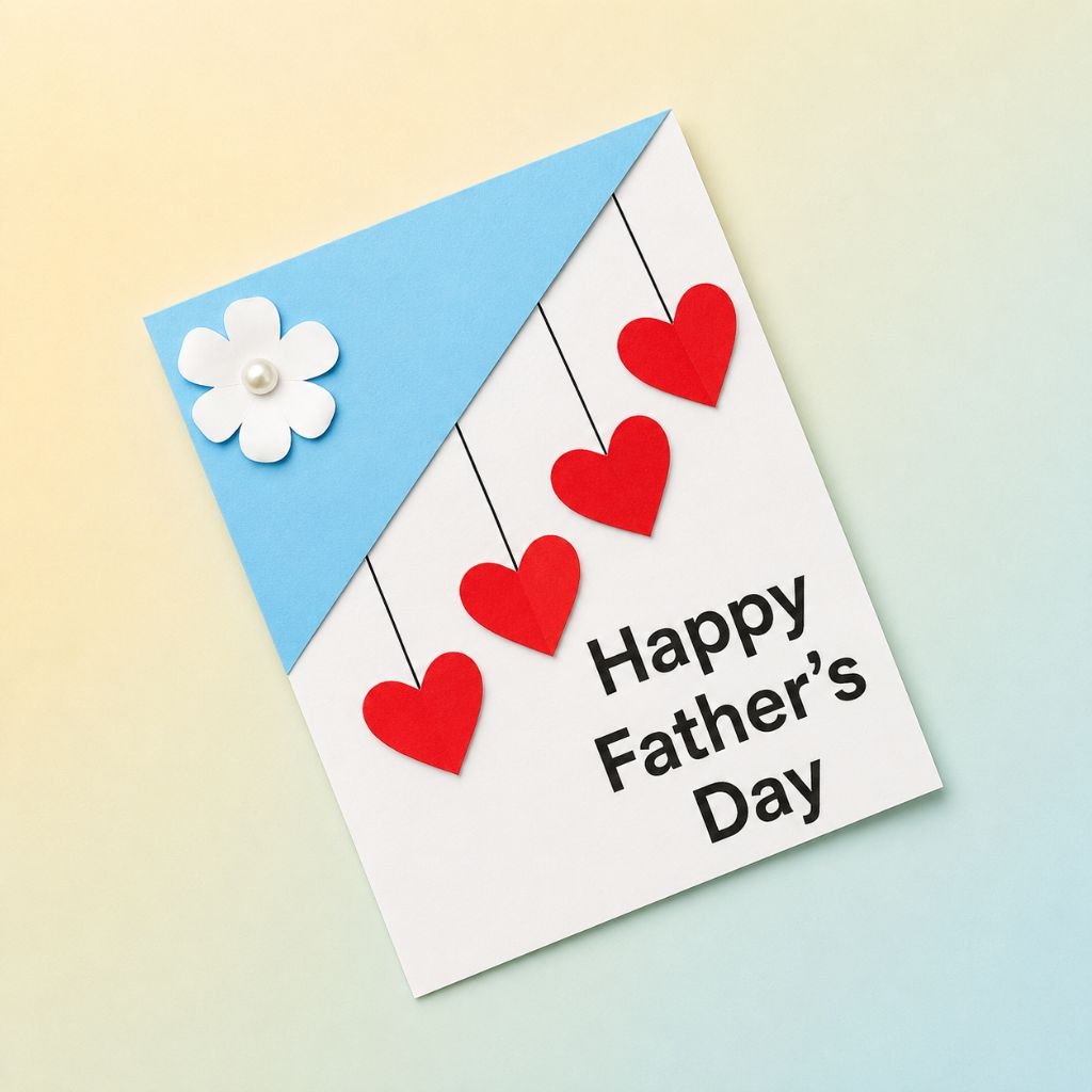 hanging red heart happy fathers day note