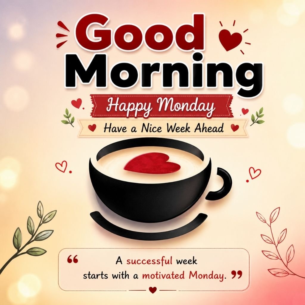happy monday image featuring a stylish coffee cup