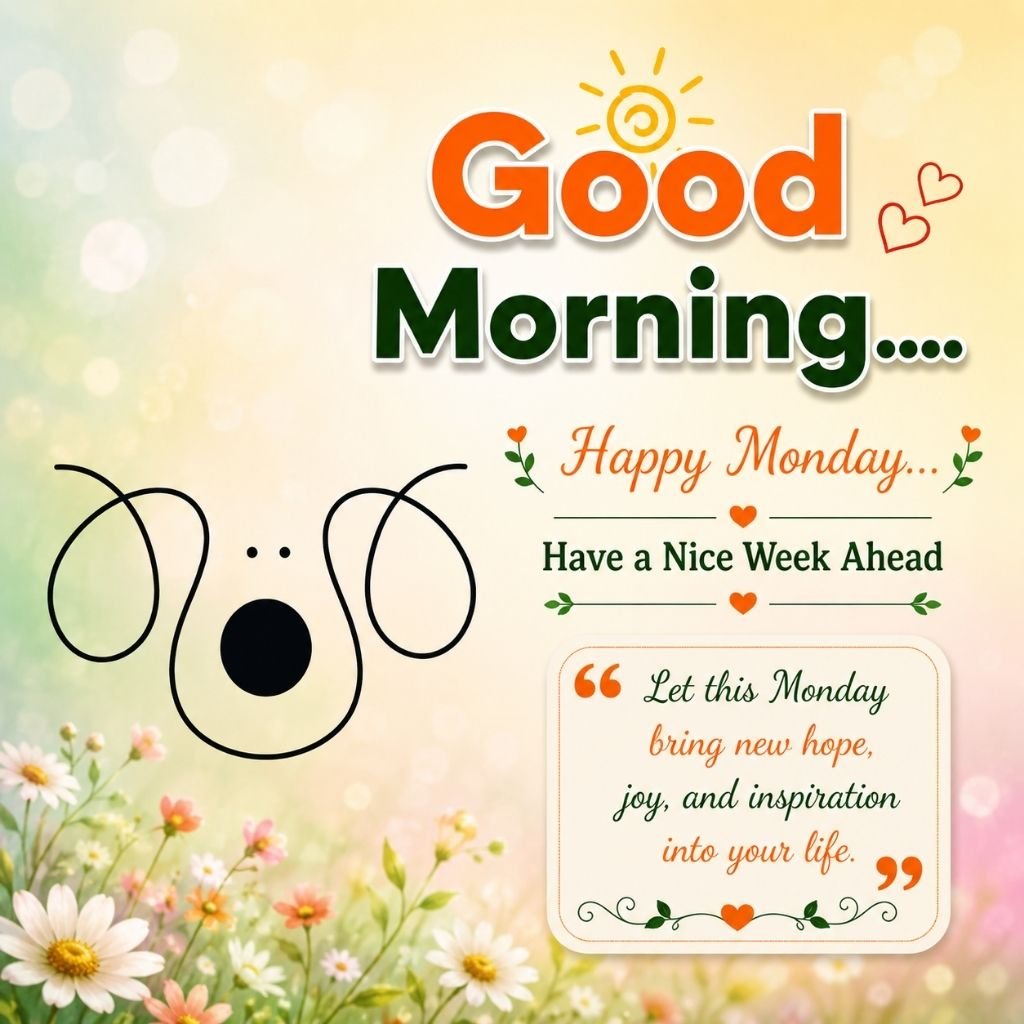 happy monday image with a cute dog