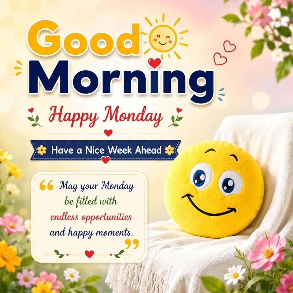 monday image with a smiling yellow cushion