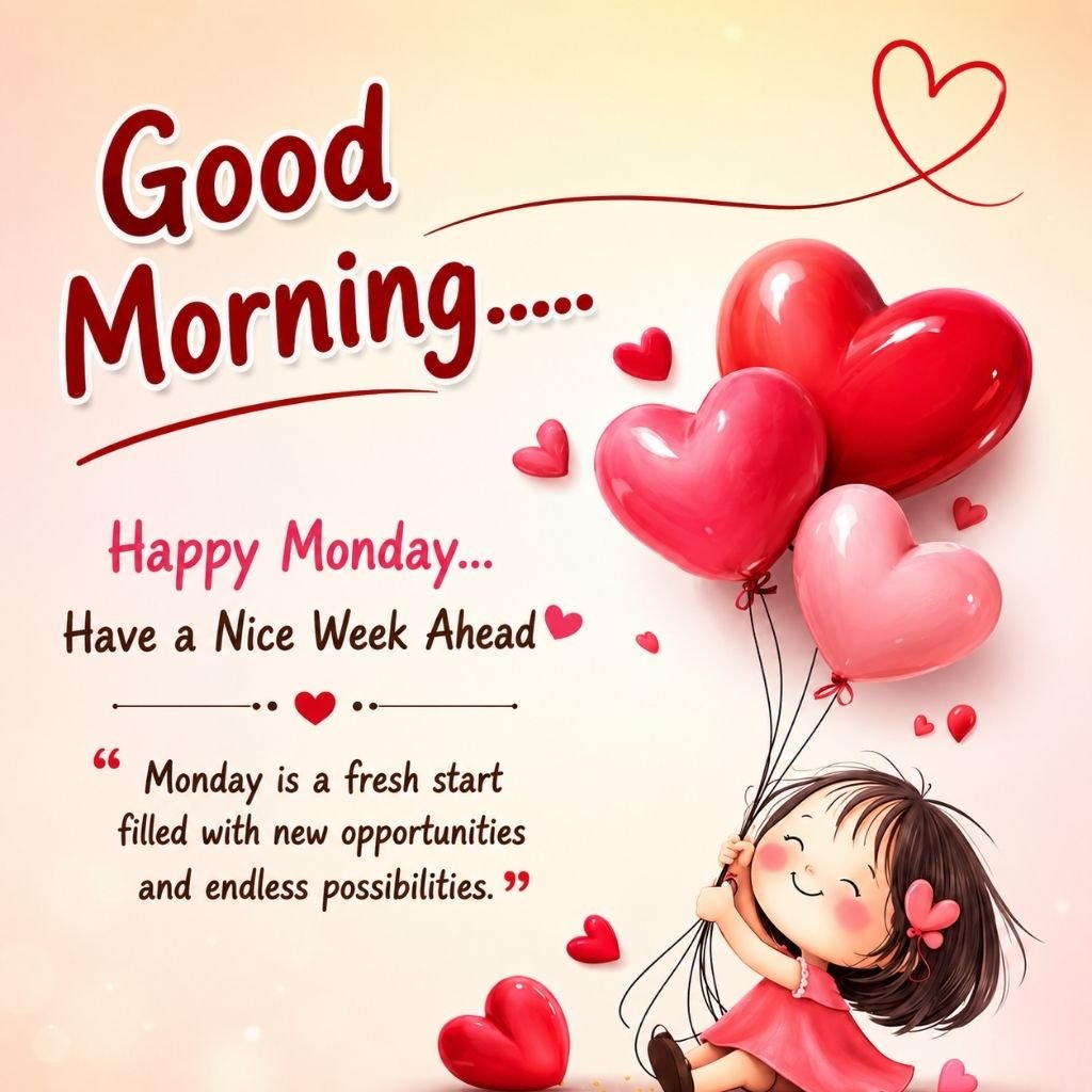 monday image with heart balloons and quote