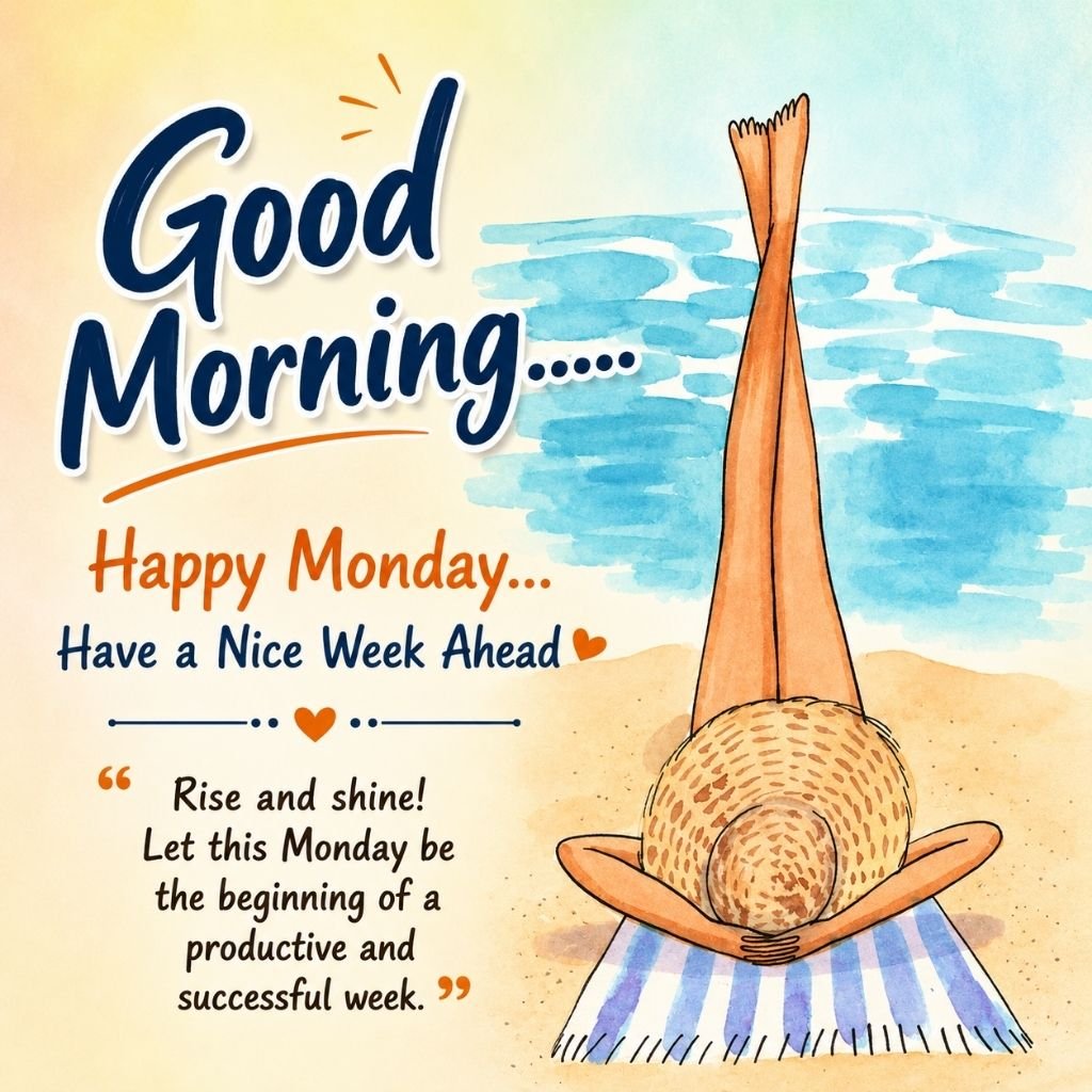 monday wishes image with relaxing beach