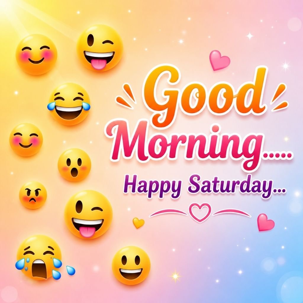 multiple emoji faces with good saturday morning pics