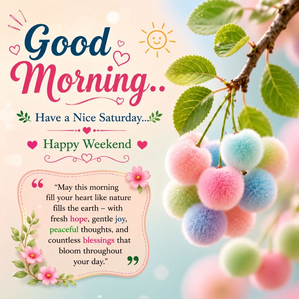 pastel pom-pom blossoms weekend blessings images