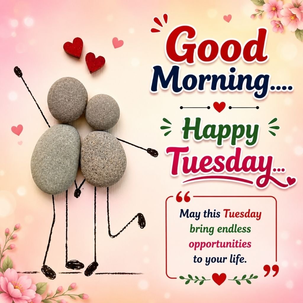 pebble art figures with hearts