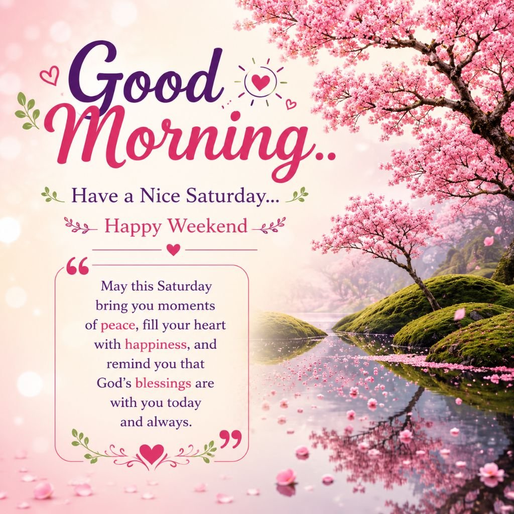 pink cherry blossom trees good morning saturday blessings