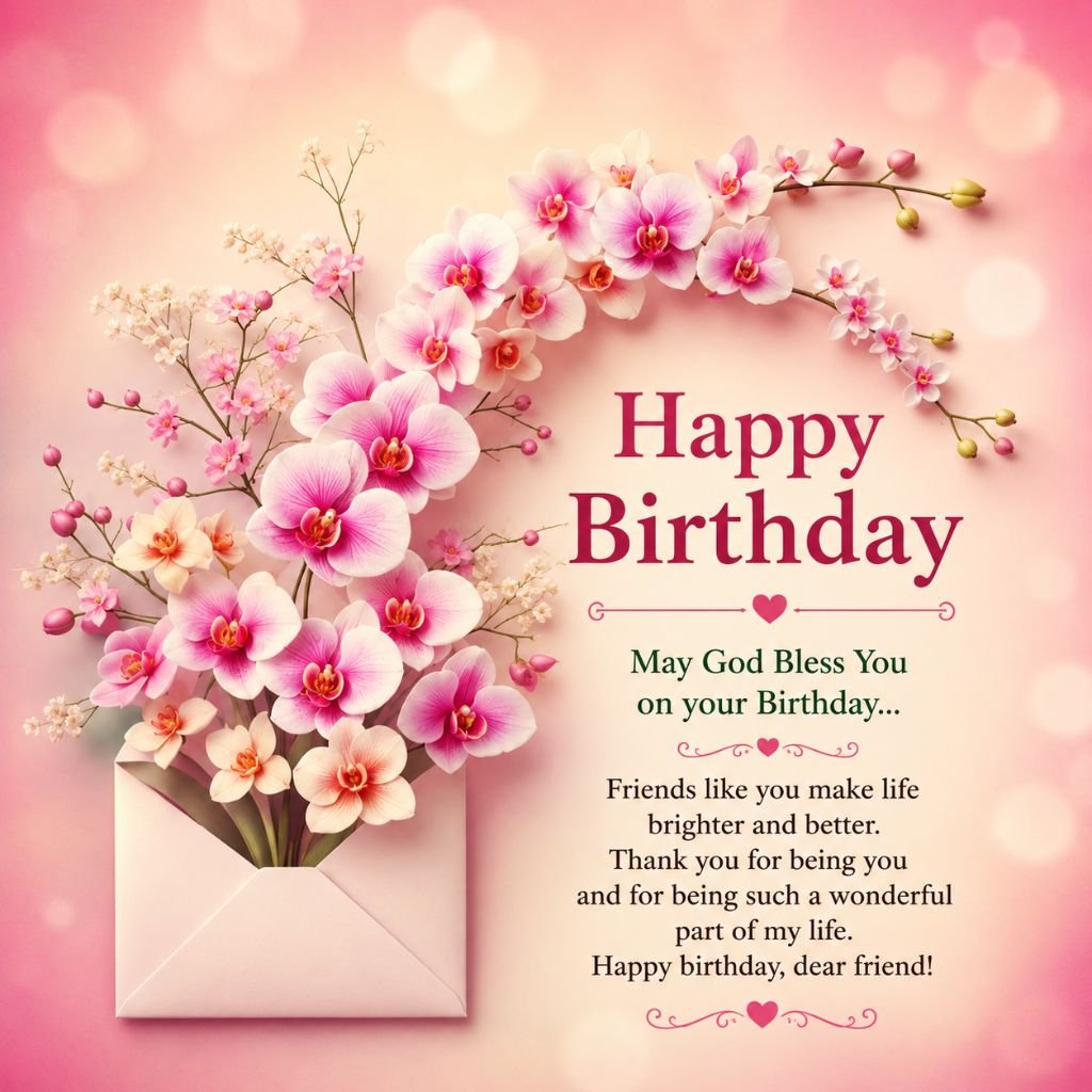 pink orchids happy birthday friend quotes and images