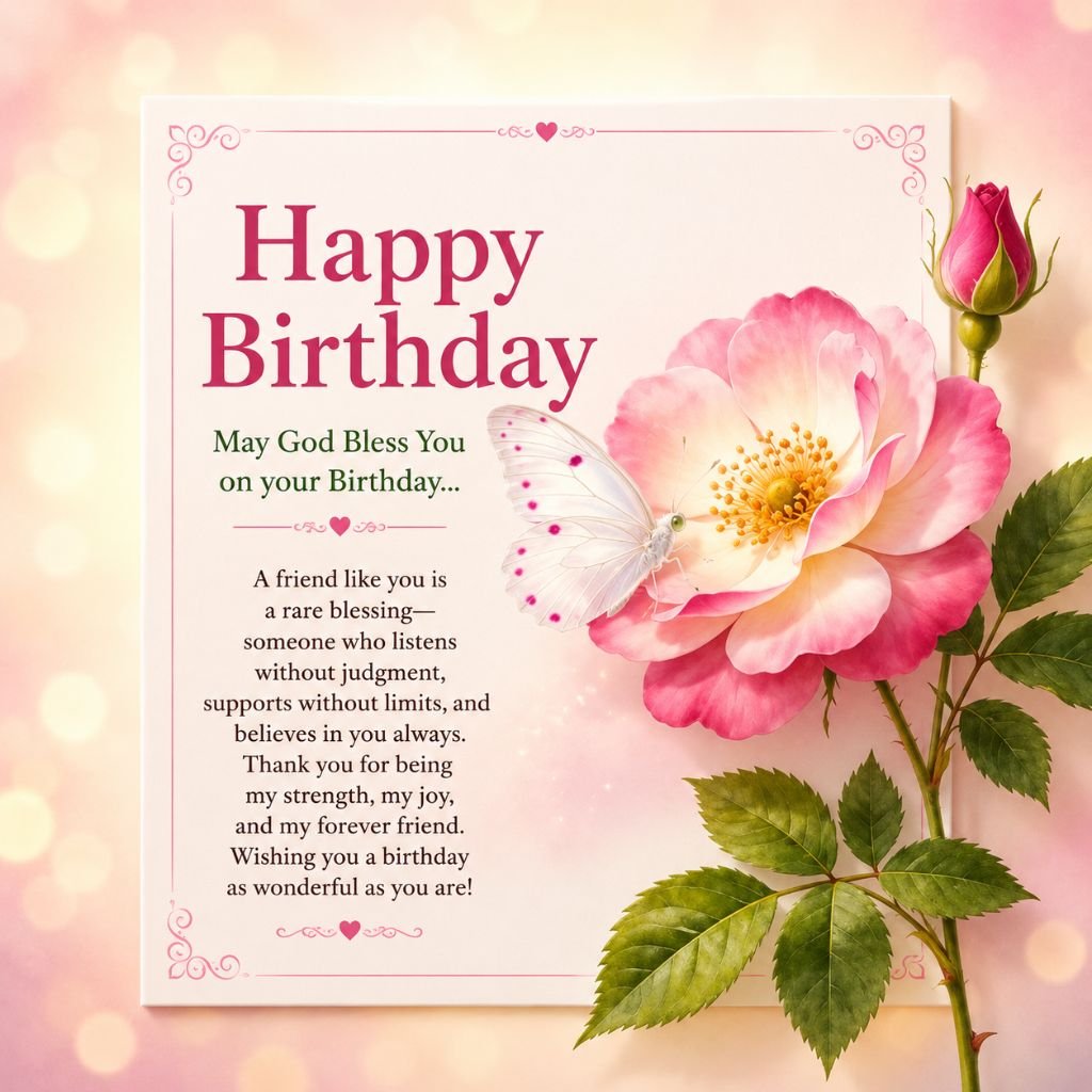 pink rose birthday wishes pic for best friend